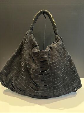 Steven By Steve Madden large Black Suede Slouch Hobo with Wrapped Handle